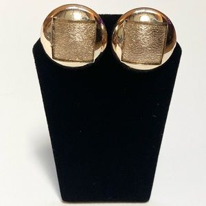 1950s Vintage Bergère Gold Tone Textured Clip On Earrings